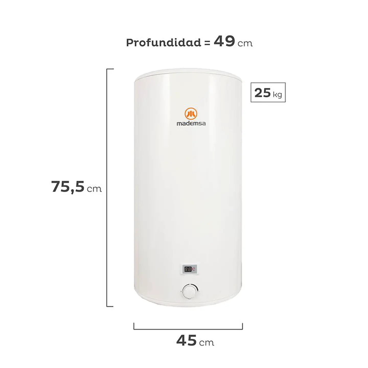 TERMO ELÉCTRICO MADEMSA TERM 80 LITROS MURAL BLANCO 3