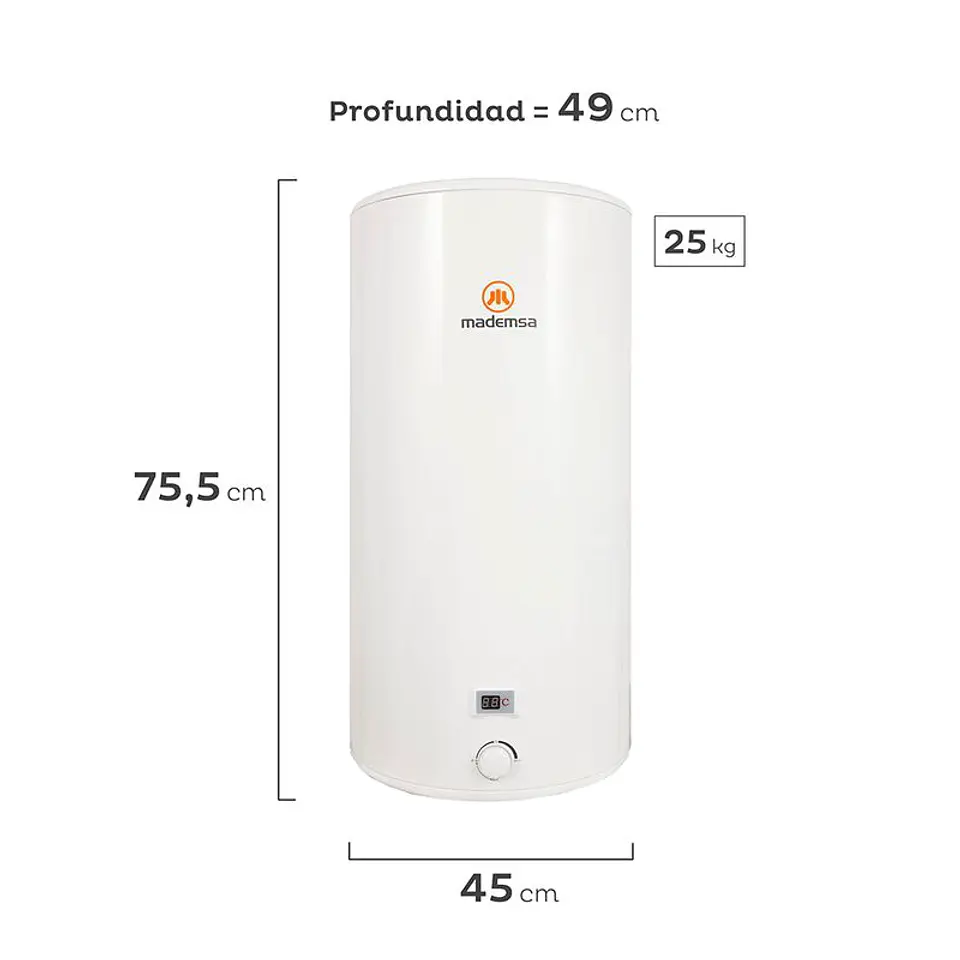 TERMO ELÉCTRICO MADEMSA TERM 80 LITROS MURAL BLANCO 3