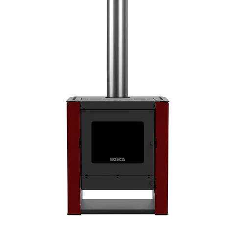 PACK ESTUFA BOSCA A LEÑA GOLD 500 BLACK VISION BURDEO + KIT INSTALACIÓN