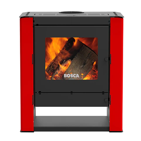 PACK CALEFACTOR BOSCA A LEÑA GOLD 500 ROJO BLACK VISION + KIT INSTALACIÓN