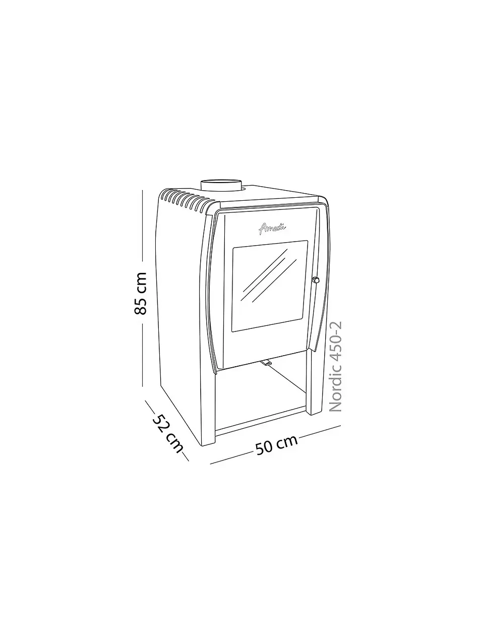 COMBO CALEFACTOR LEÑA AMESTI NORDIC450 + KITINST6' + SETMURO GRIS 4