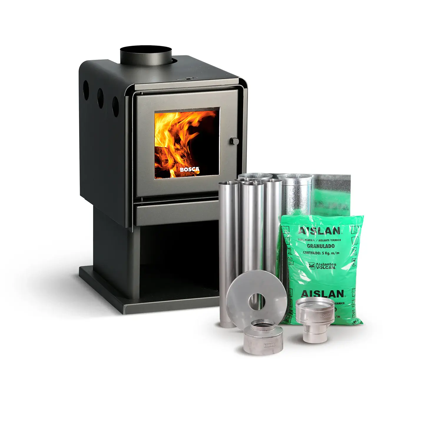 PACK ESTUFA A LEÑA LIMIT 380 + KIT DE INSTALACIÓN 6