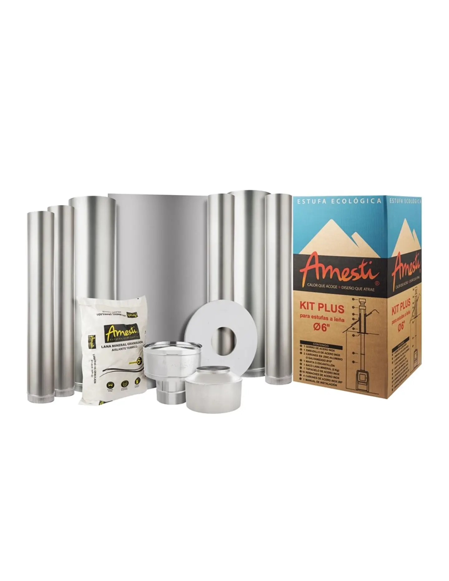 ESTUFA A LEÑA CLASSIC 400 ROJA + KIT INSTALACION 6' 5
