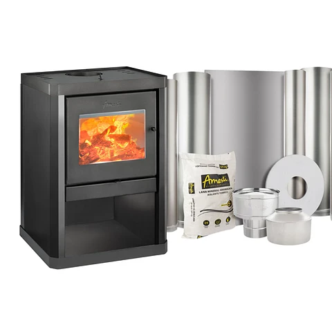 ESTUFA A LEÑA CLASSIC 400 ROJA + KIT INSTALACION 6'