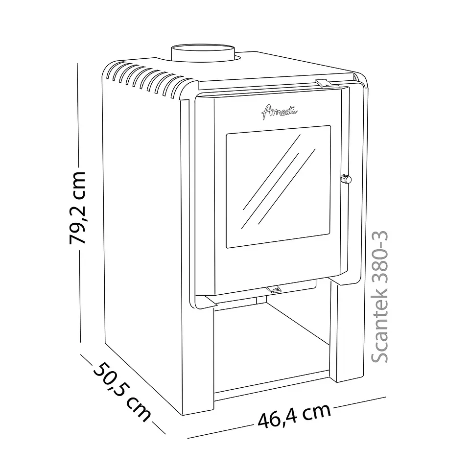 COMBO CALEFACTOR LEÑA AMESTI SCANTEK380 + KITINST6' + SETMURO GRIS 3