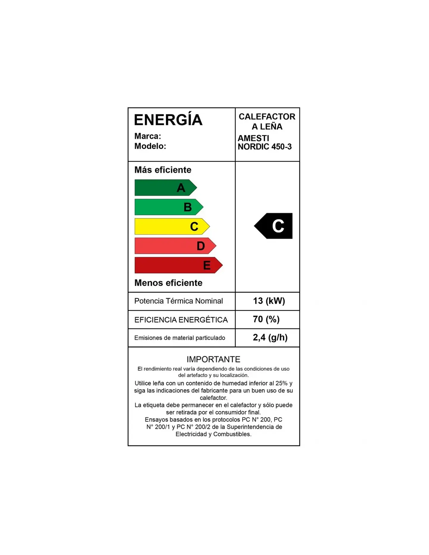 CALEFACTOR A LEÑA AMESTI NORDIC 450 4