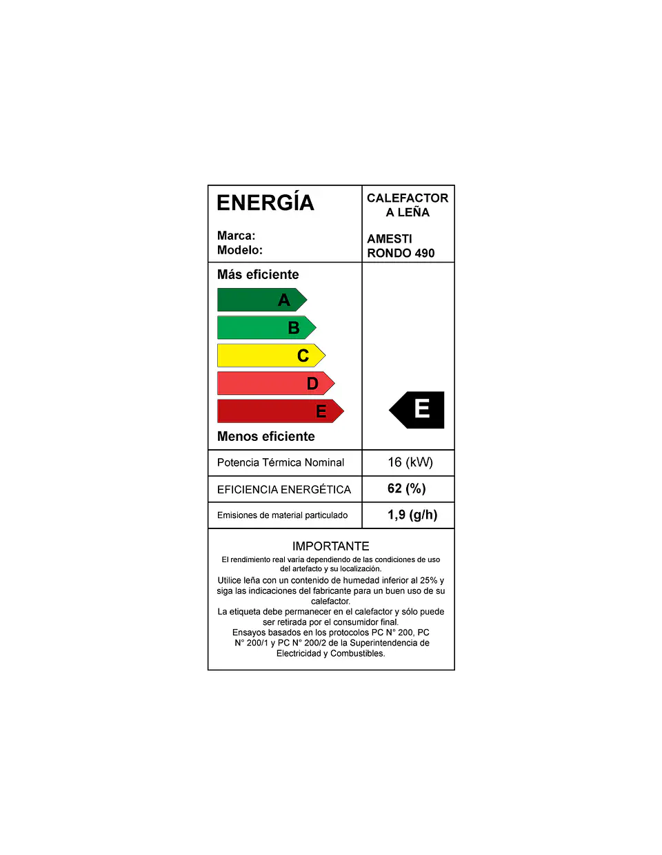 CALEFACTOR A LEÑA AMESTI RONDO 490 3