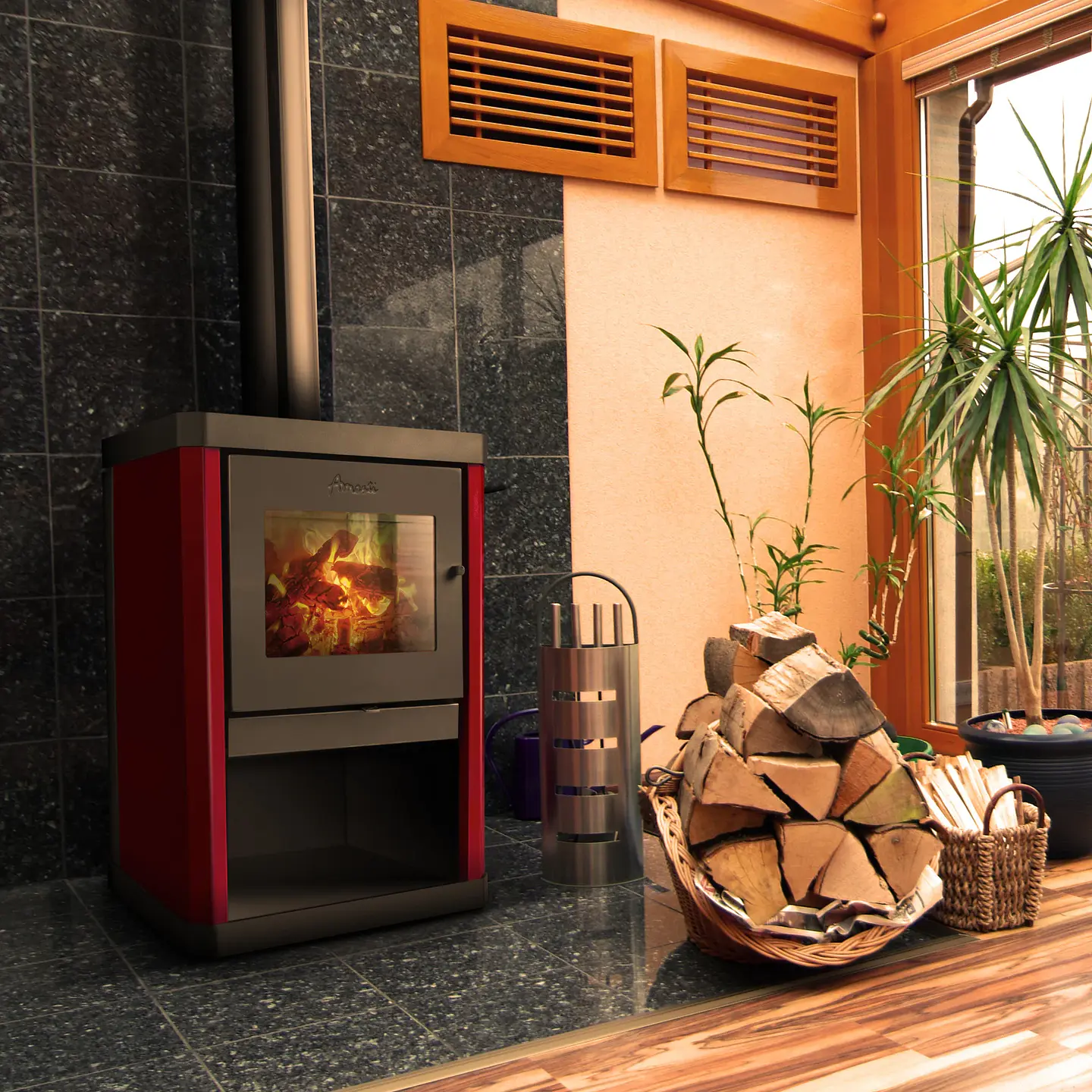 CALEFACTOR A LEÑA AMESTI CLASSIC 400 NEGRO SATINADO 7