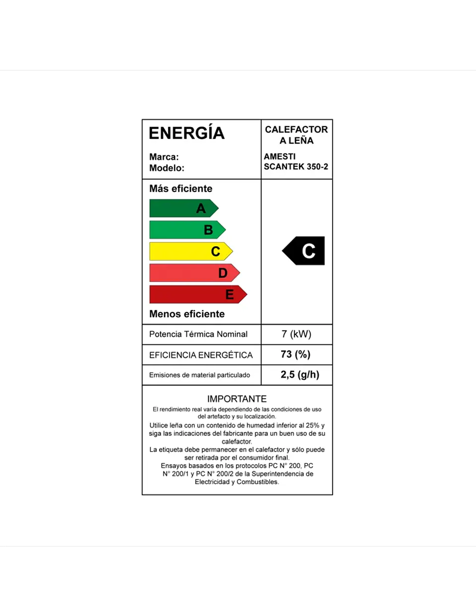 CALEFACTOR A LEÑA AMESTI SCANTEK 350 4