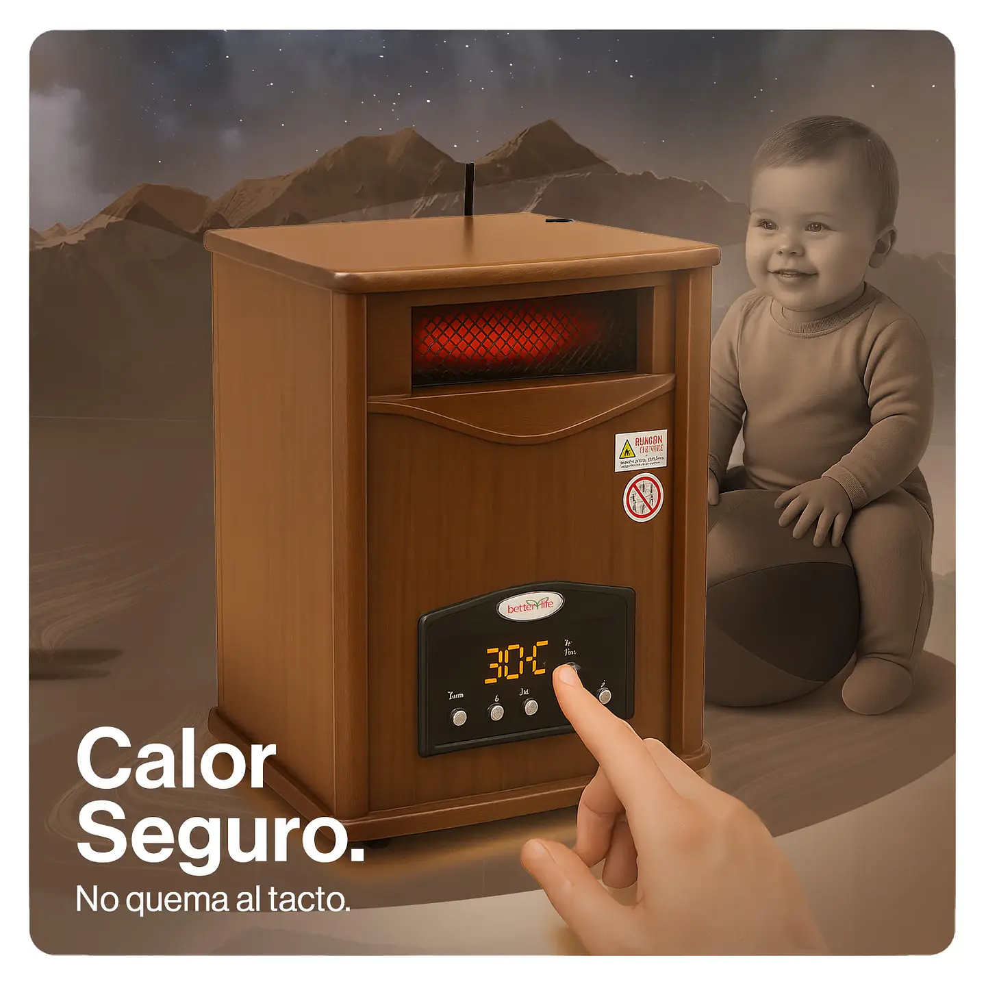 ESTUFA ELÉCTRICA INFRARROJA MADERA UV 70 M2 WIFI 3