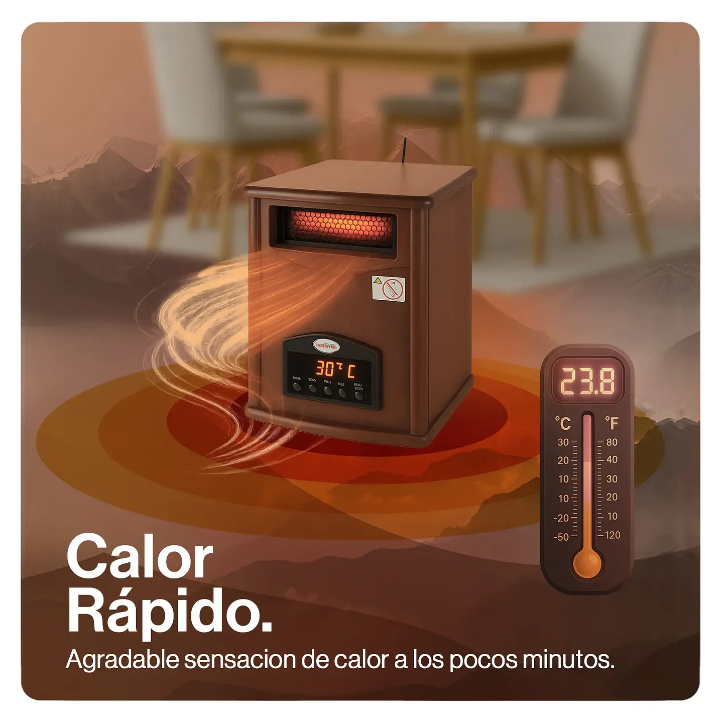 ESTUFA ELÉCTRICA INFRARROJA MADERA UV 70 M2 WIFI 6