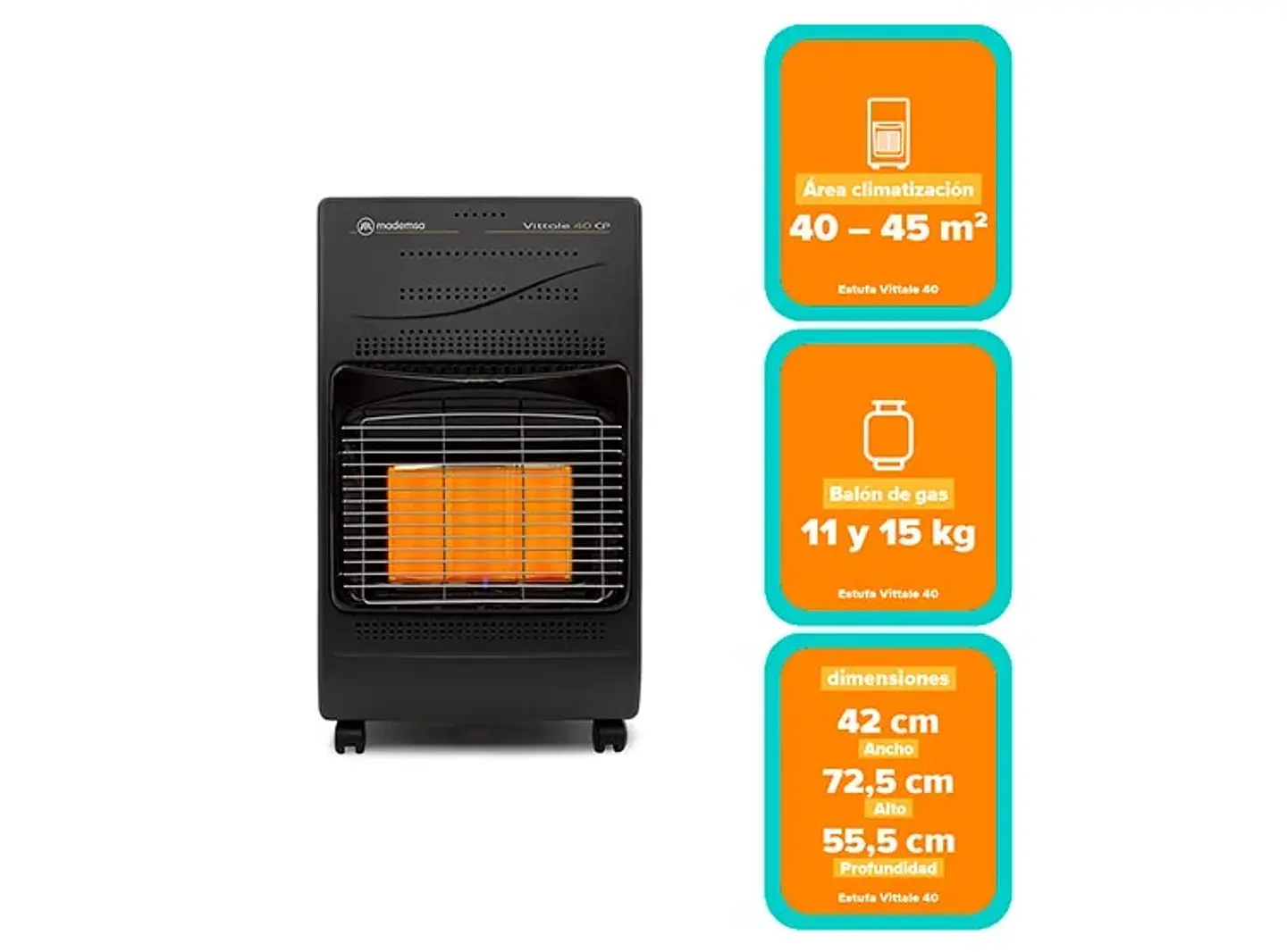 ESTUFA A GAS MADEMSA VITTALE 40CP INFRARROJO 11 A 15KG 3
