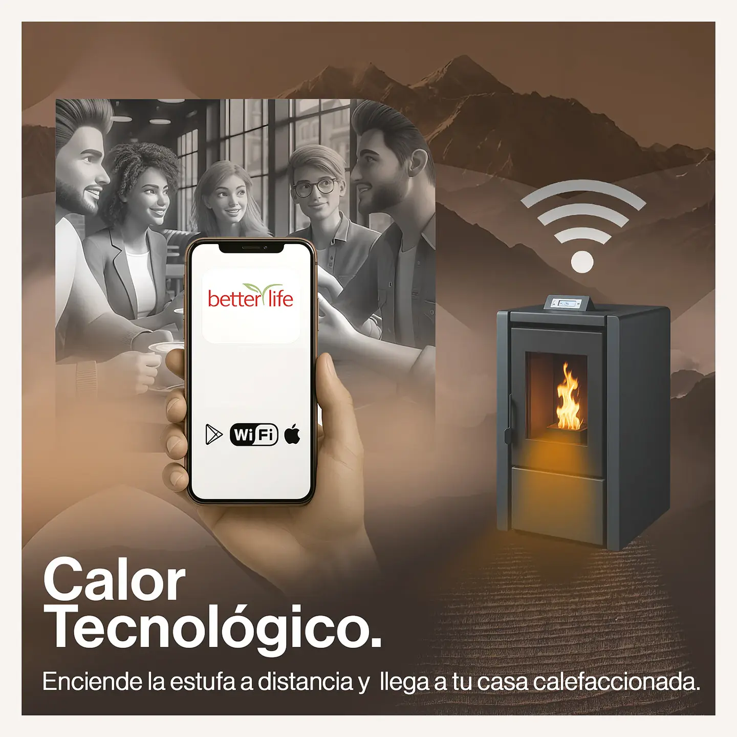 ESTUFA PELLET 6,2 KW 100 M2 WIFI + KIT DE INSTALACIÓN 5