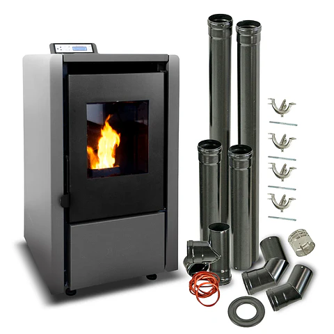 ESTUFA PELLET 6,2 KW 100 M2 WIFI + KIT DE INSTALACIÓN