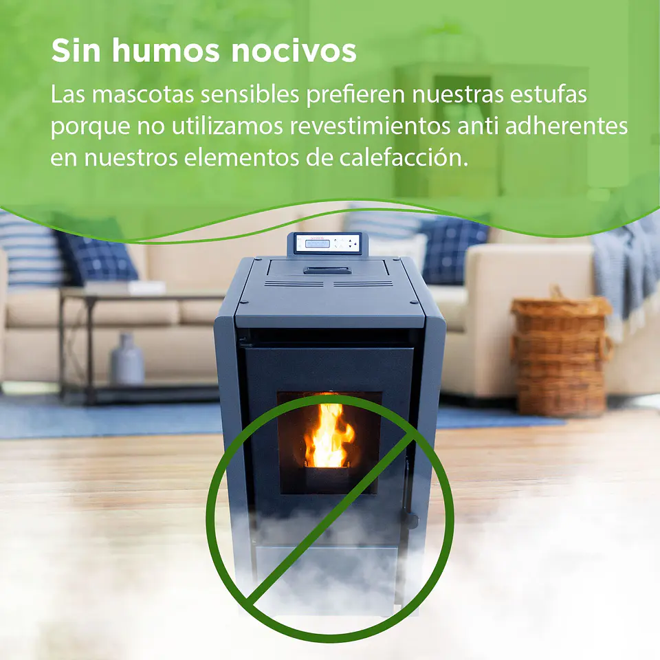 ESTUFA PELLET 6,2 KW 100 M2 WIFI + KIT DE INSTALACIÓN 7