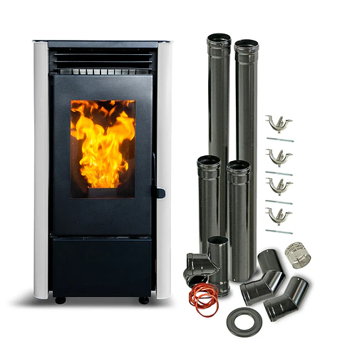 ESTUFA PELLET 9,5 KW 160 M2 WIFI + KIT DE INSTALACIÓN