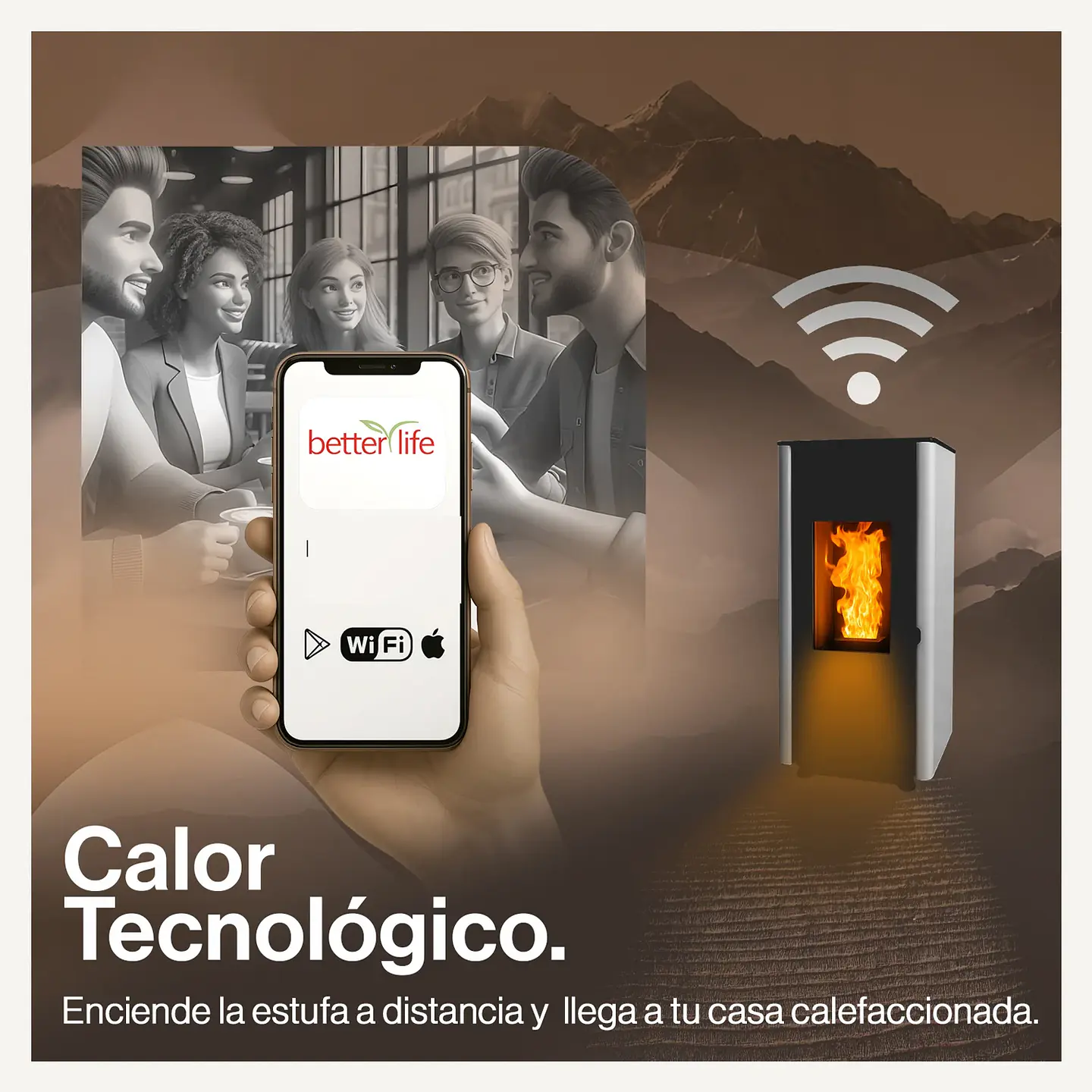 ESTUFA PELLET 9,5 KW 160 M2 WIFI + KIT DE INSTALACIÓN 5