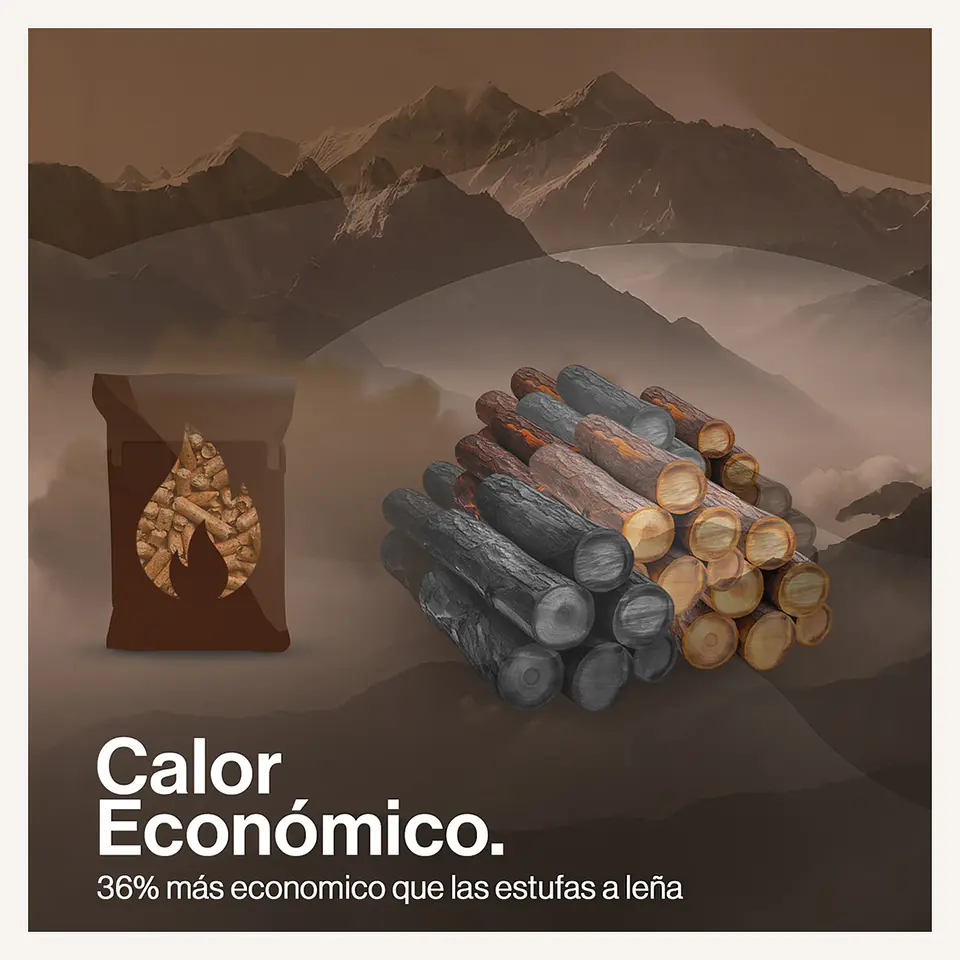 ESTUFA PELLET 9,5 KW 160 M2 WIFI + KIT DE INSTALACIÓN 4