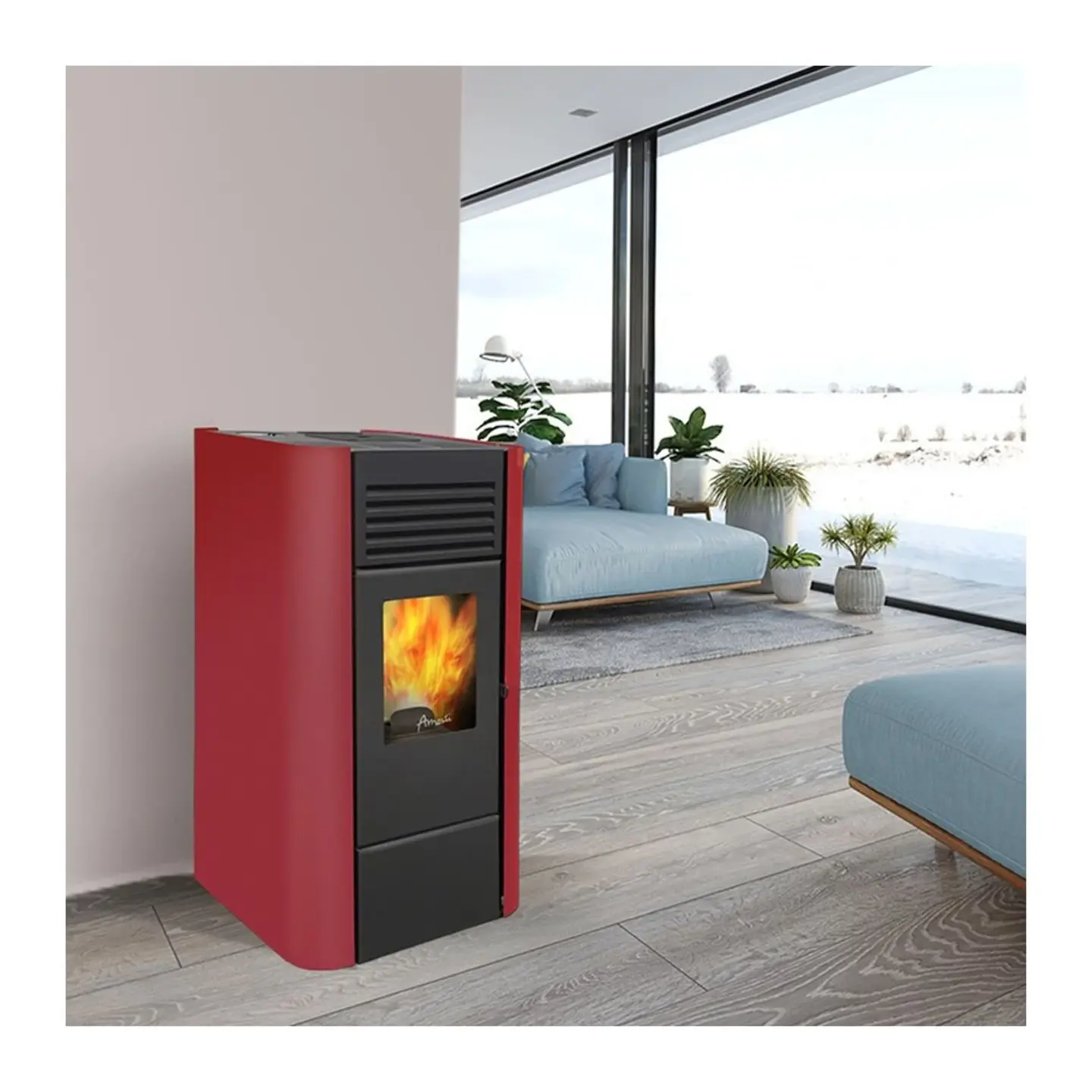 CALEFACTOR A PELLET MILANO ROJO 7