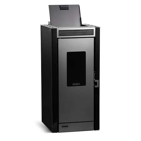 PACK CALEFACTOR A PELLET BLACK VISION NEGRO + KIT INSTALACION VERTICAL