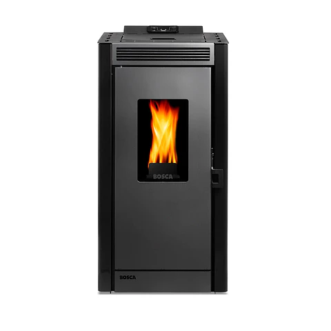 PACK CALEFACTOR A PELLET BLACK VISION NEGRO + KIT INSTALACION VERTICAL