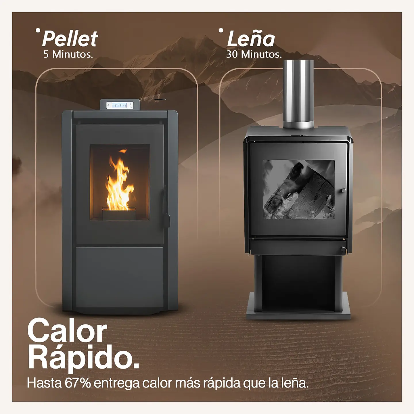 ESTUFA PELLET 6,2 KW 100 M2 WIFI + KIT DE INSTALACIÓN 3