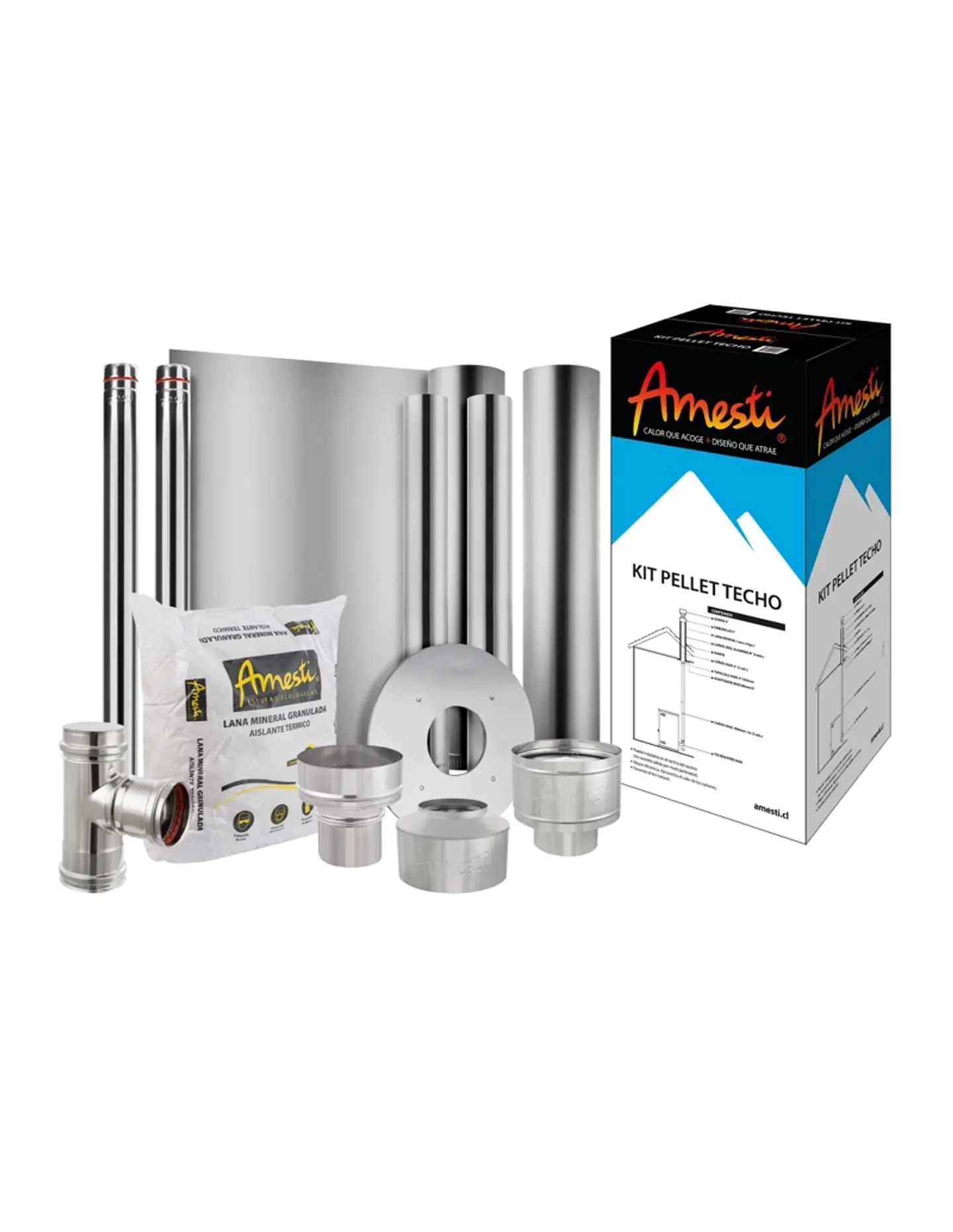 ESTUFA A PELLET ITALY 6100 EN COLOR ROJO + KIT INST. TECHO 4
