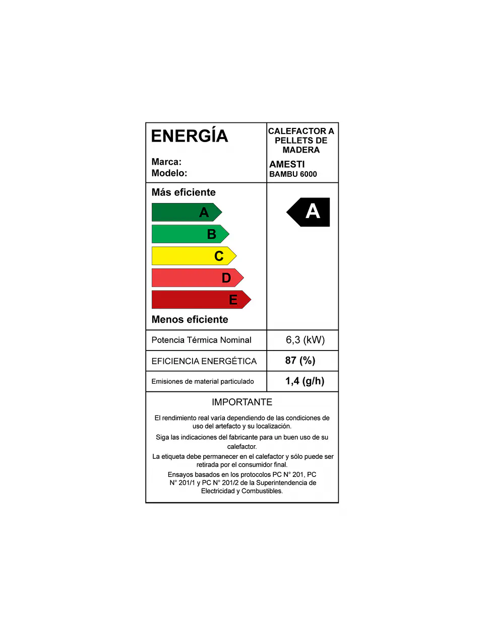 ESTUFA A PELLET BAMBU 6000 ROJA AMESTI 7