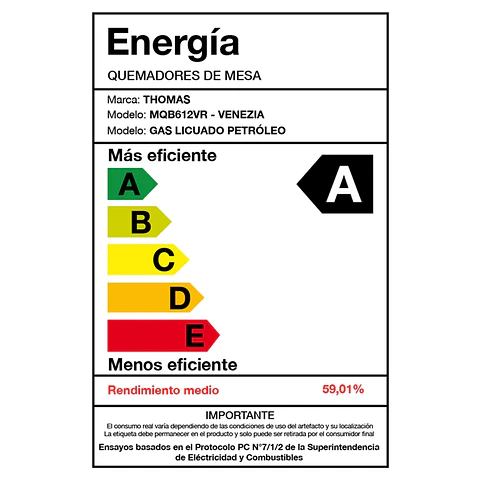 COCINA THOMAS 5 QUEMADORES VENEZIA HORNO DE 104 L