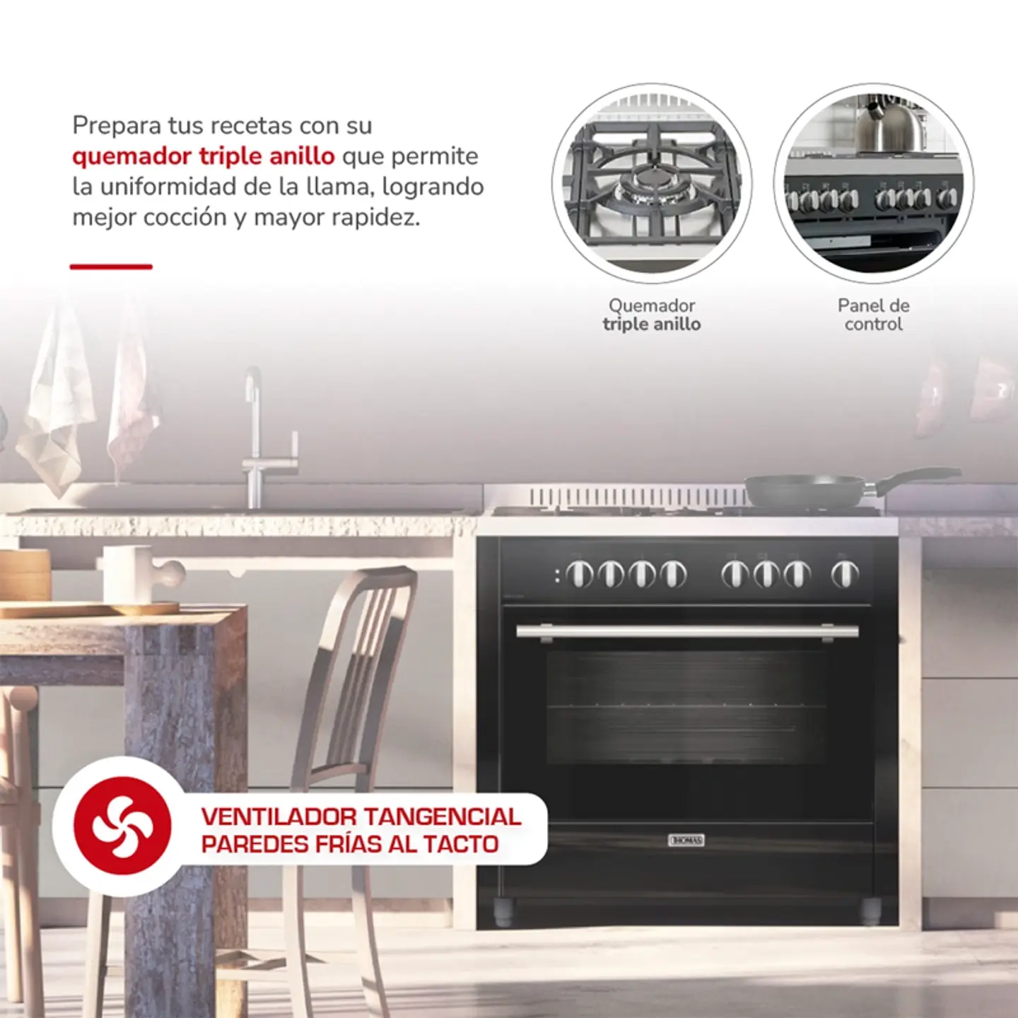 COCINA THOMAS 5 QUEMADORES VENEZIA HORNO DE 104 L 6