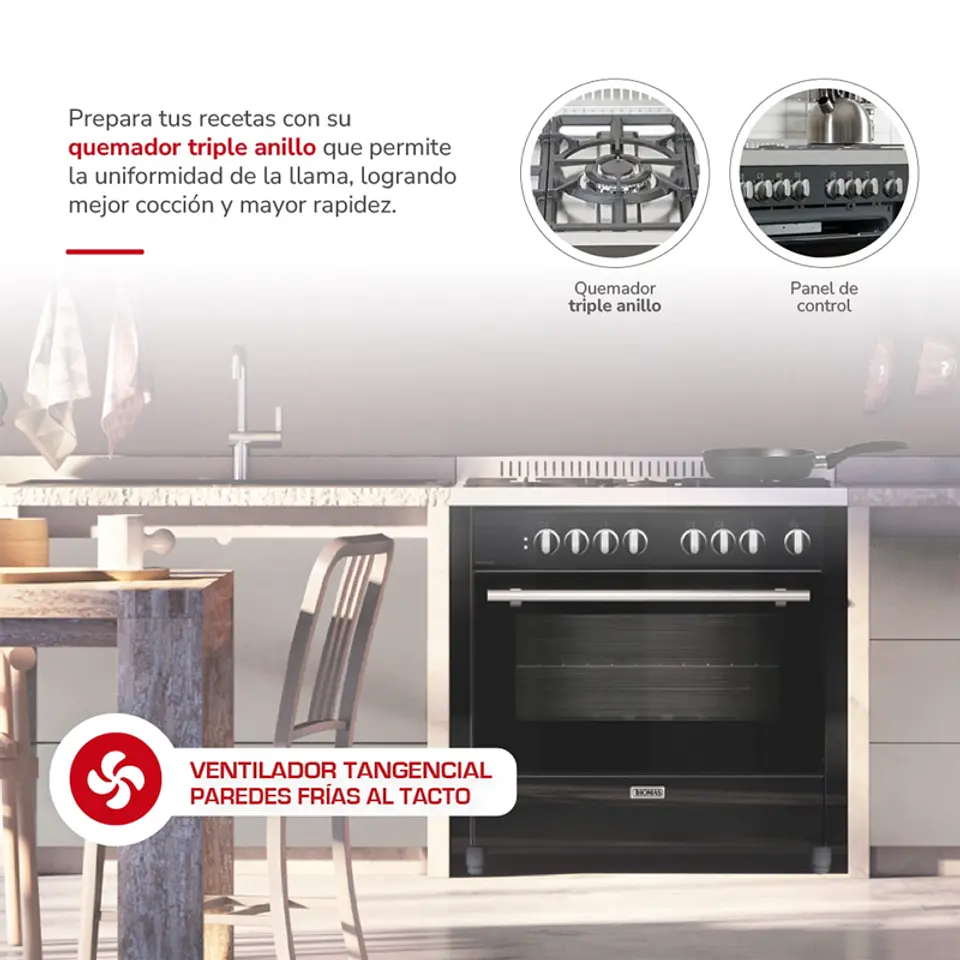 COCINA THOMAS 5 QUEMADORES VENEZIA HORNO DE 104 L 6