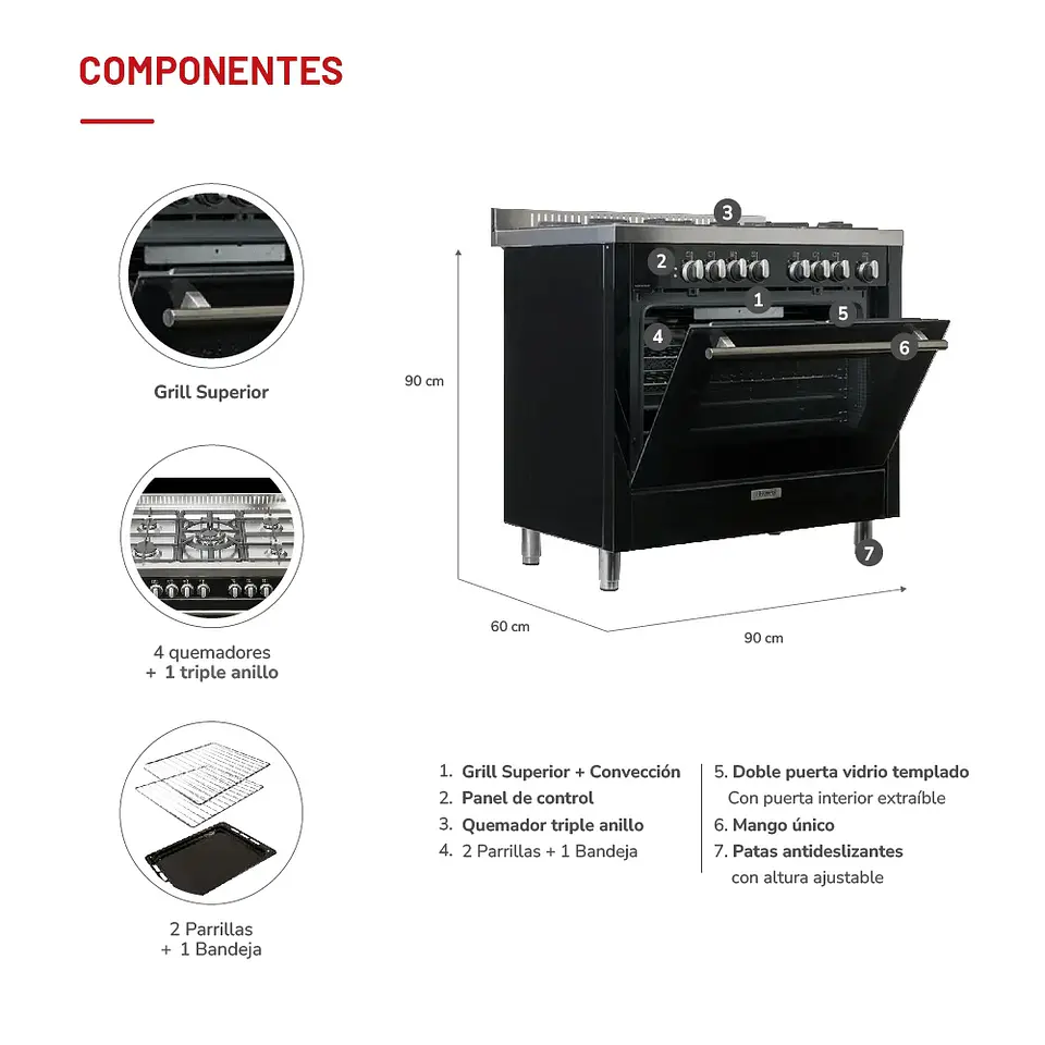COCINA 5 QUEMADORES HORNO DE 104 LTS 3