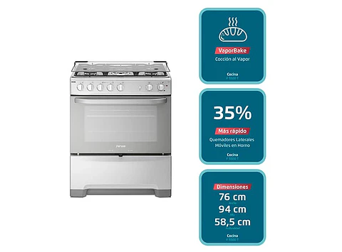 COCINA A GAS FENSA F5500 T 5 PLATOS GRILL GRIS