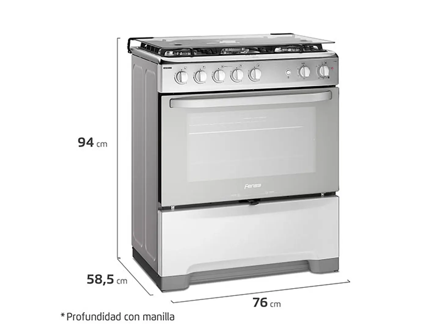 COCINA A GAS FENSA F5500 T 5 PLATOS GRILL GRIS 3