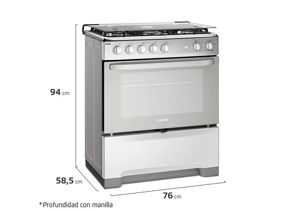 COCINA A GAS FENSA F5500 T 5 PLATOS GRILL GRIS 3