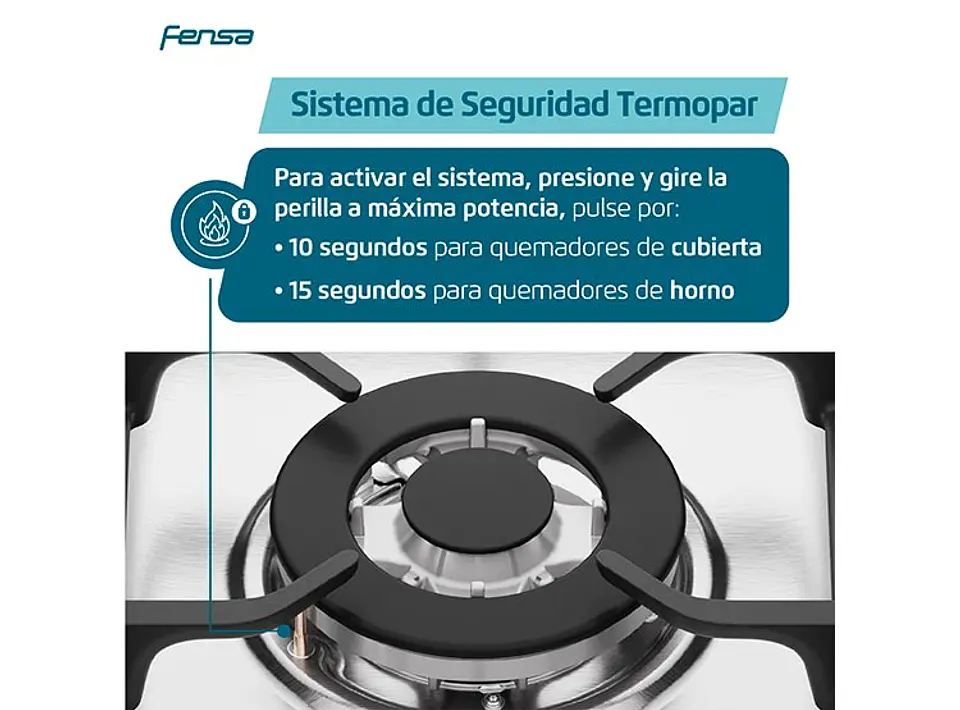 COCINA A GAS FENSA F5500 T 5 PLATOS GRILL GRIS 6