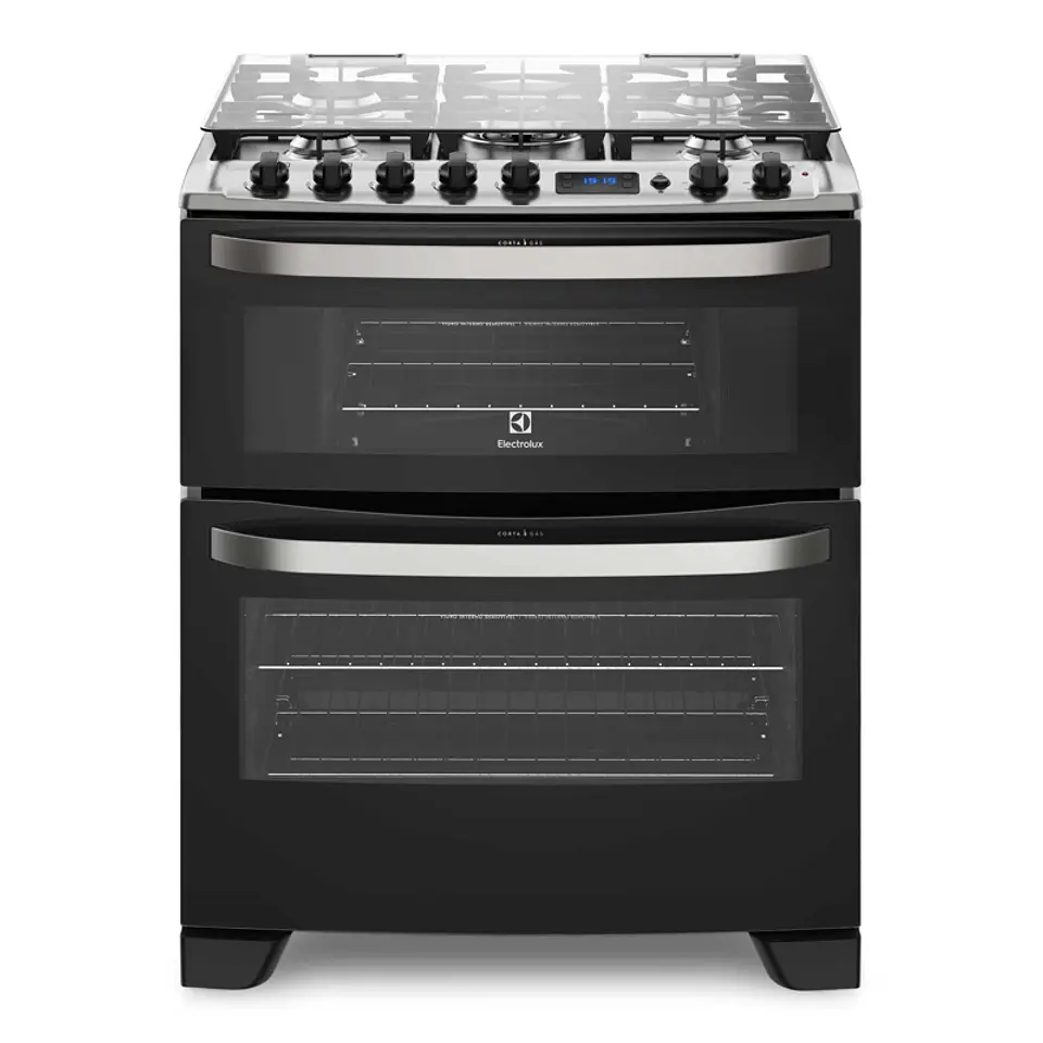 COCINA A GAS 5 PLATOS DOBLE HORNO TIMER DIGITAL 76DBA NEGRA 1