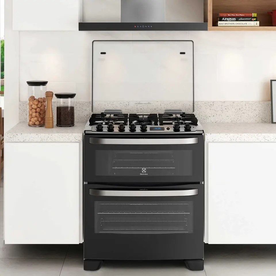 COCINA A GAS 5 PLATOS DOBLE HORNO TIMER DIGITAL 76DBA NEGRA 6