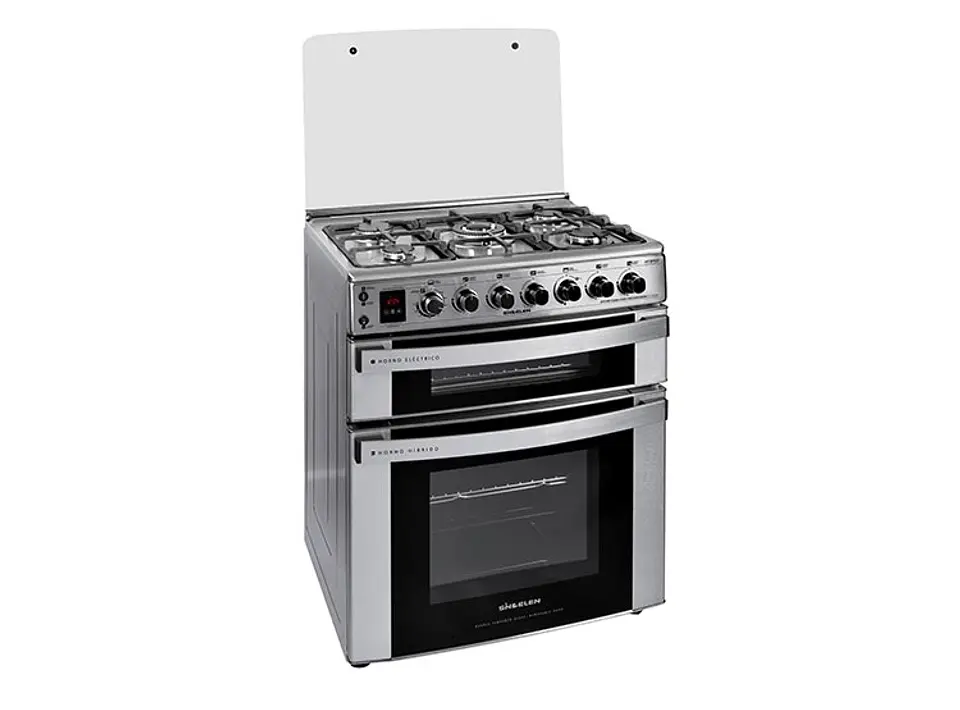 COCINA A GAS SINDELEN CH-770DHIN 5 PLATOS GRILL DOBLE HORNO ACERO 1
