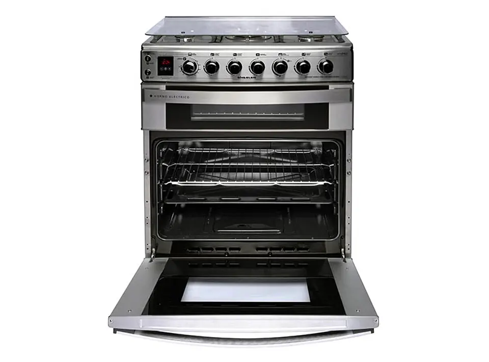 COCINA A GAS SINDELEN CH-770DHIN 5 PLATOS GRILL DOBLE HORNO ACERO 3