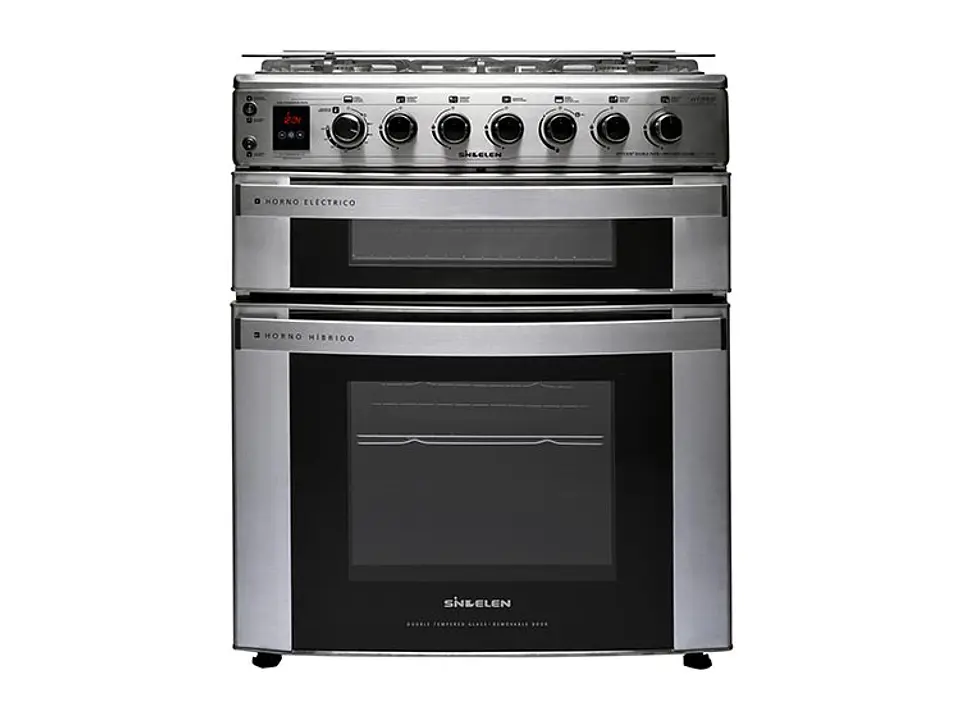 COCINA A GAS SINDELEN CH-770DHIN 5 PLATOS GRILL DOBLE HORNO ACERO 5