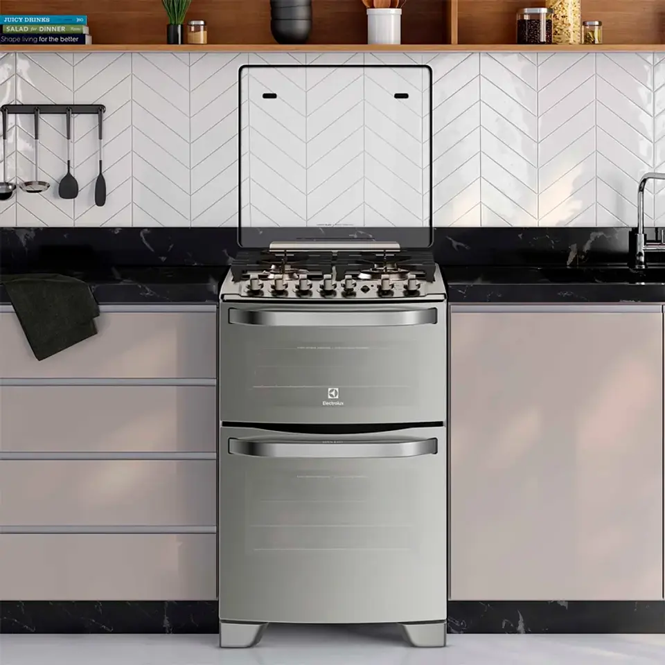 COCINA A GAS ELECTROLUX 56DXA 4 PLATOS GRILL DOBLE HORNO GRIS 5