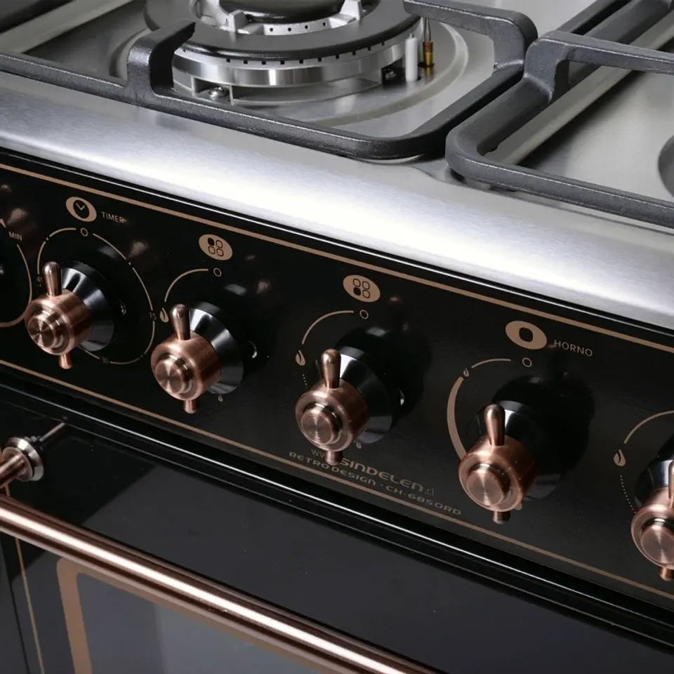 COCINA A GAS RETRO SINDELEN CH-6850RD 4 QUEMADORES 5