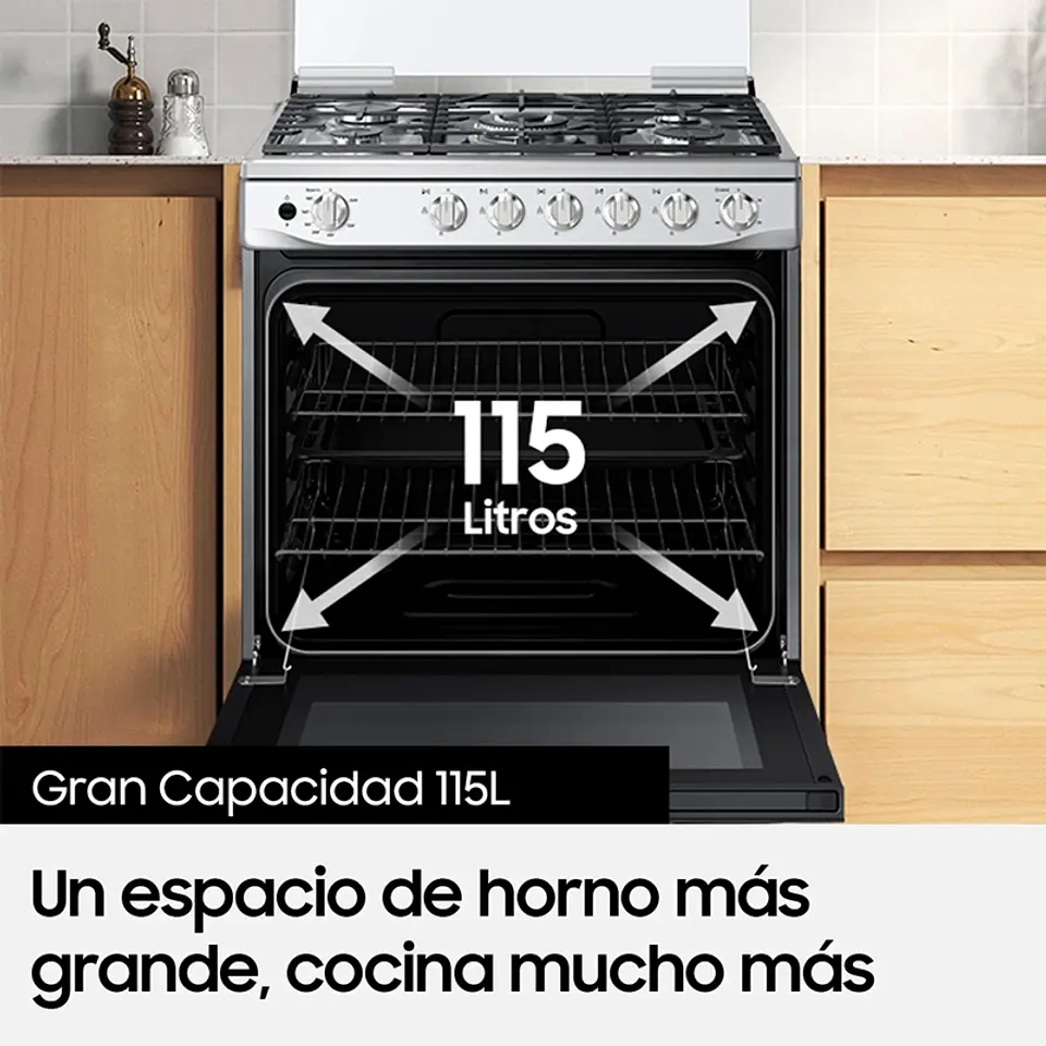 COCINA A GAS SAMSUNG NX52A7422CS 5 PLATOS GRIS 8