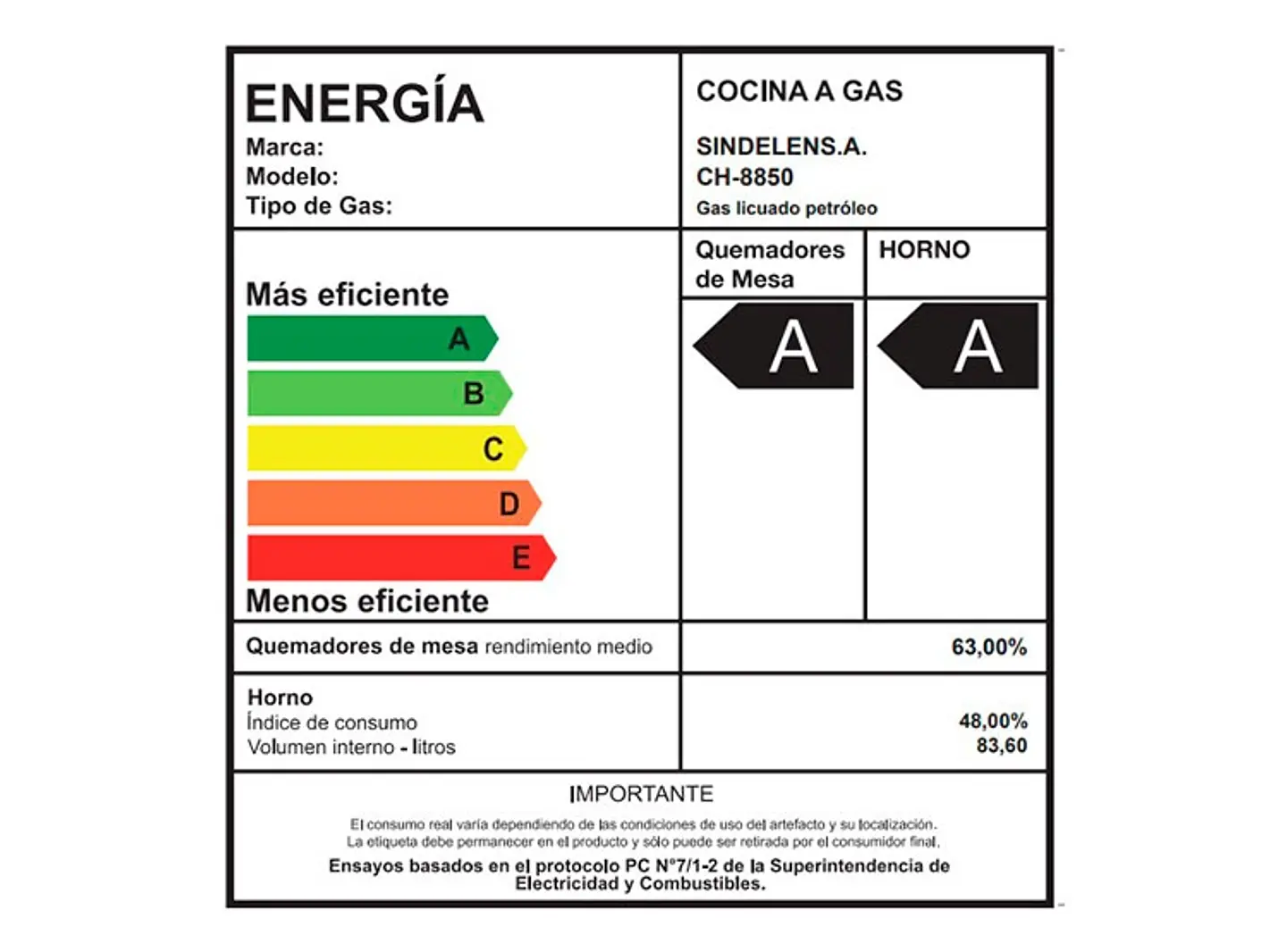 COCINA A GAS SINDELEN CH-8850RD 5 PLATOS NEGRO 3