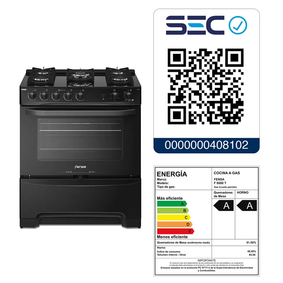 COCINA A GAS FENSA F 6000 T 5 PLATOS VAPORBAKE 1