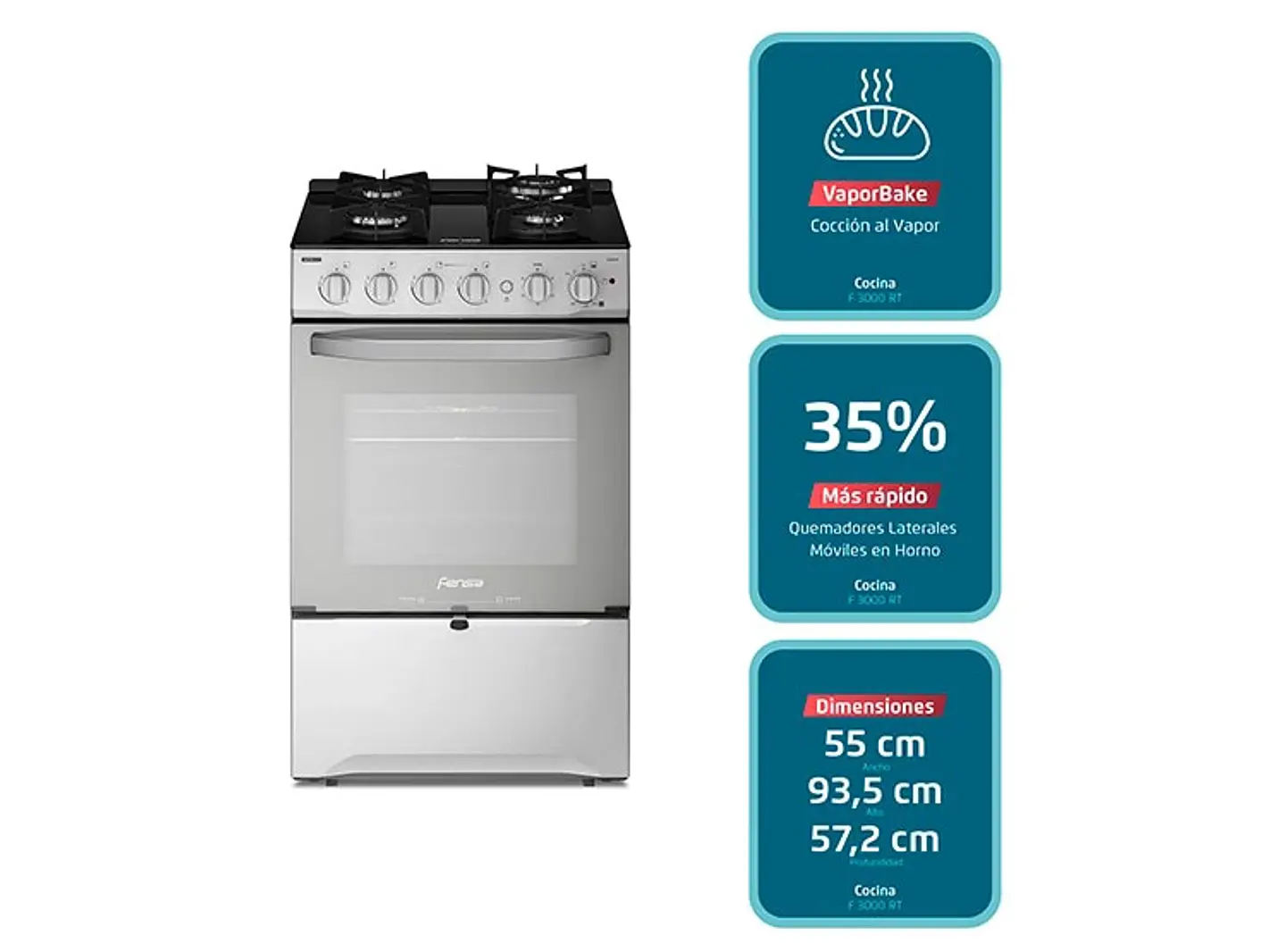 COCINA FENSA 4 PLATOS F3000 RT ESPEJADO 3