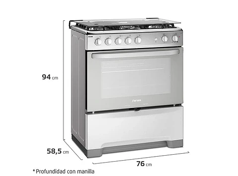 COCINA A GAS FENSA F5500 T 5 PLATOS GRILL GRIS