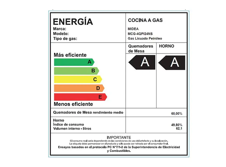 COCINA MIDEA GAS 4 QUEMADORES MCG-4QPI24NS 5