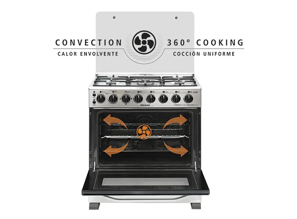 COCINA A GAS SINDELEN CH-740NI 5 PLATOS HORNO ELÉCTRICO ACERO 3